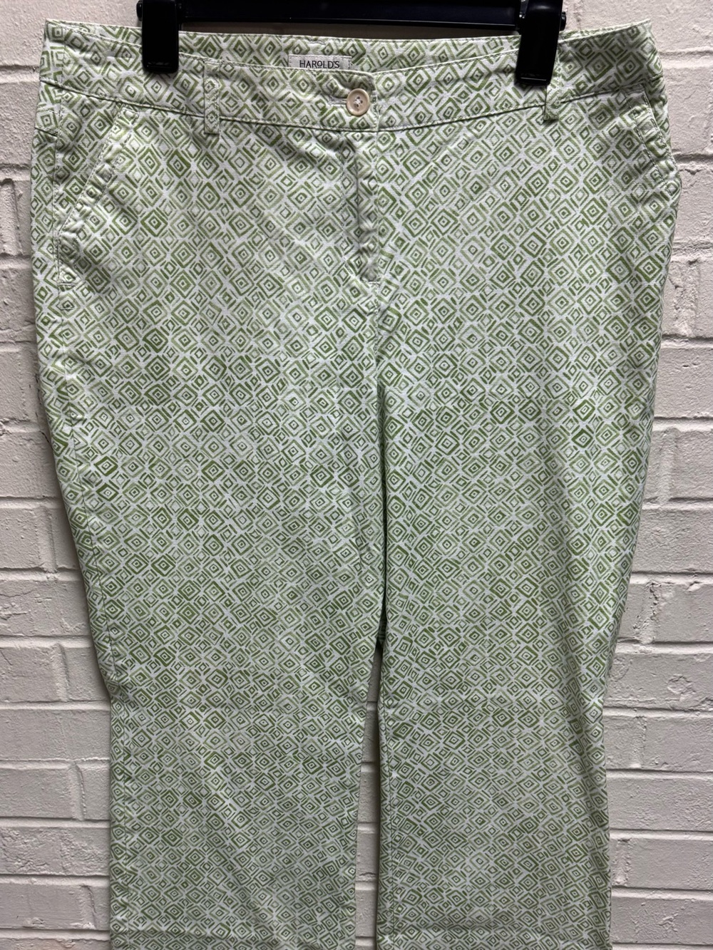 Harold's Light Green Patterned Straight Leg Pants